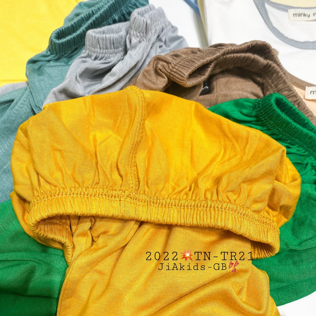 Bộ Ngắn Tay Quần Alibaba THUN LẠNH MINKYMOM Phối Màu Viền Áo Quần Cho Bé TN-TR21