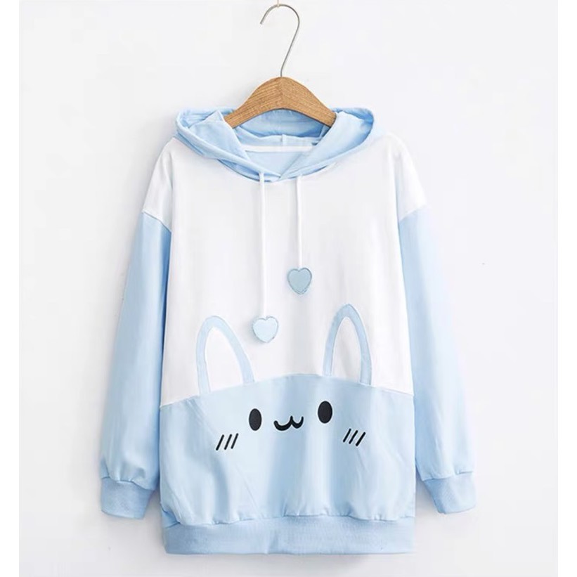 Áo Hoodie Nữ Chất Vải Nỉ Poly Hàng Freesize 1 Cỡ Form Dáng Rộng Dưới 65kg Mặc Vừa (THỎ TRÁI TIM) | BigBuy360 - bigbuy360.vn