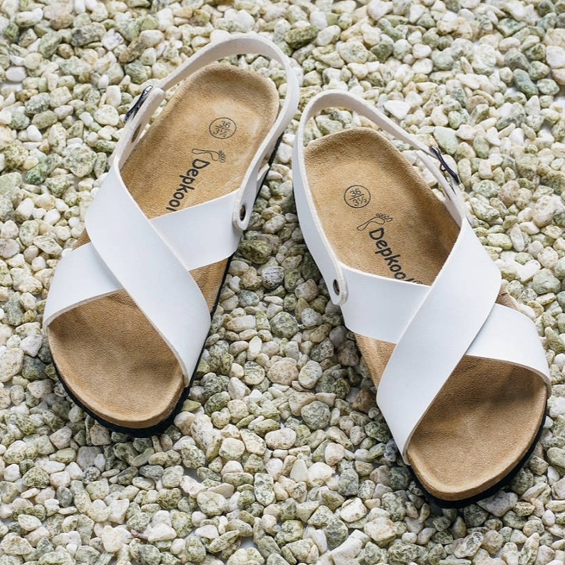 Giày sandal nam nữ unisex đế trấu da pu quai chéo chữ x