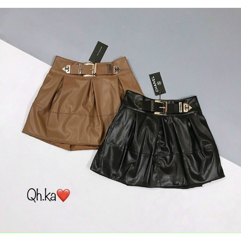 chân váy da kèm đai hot hit