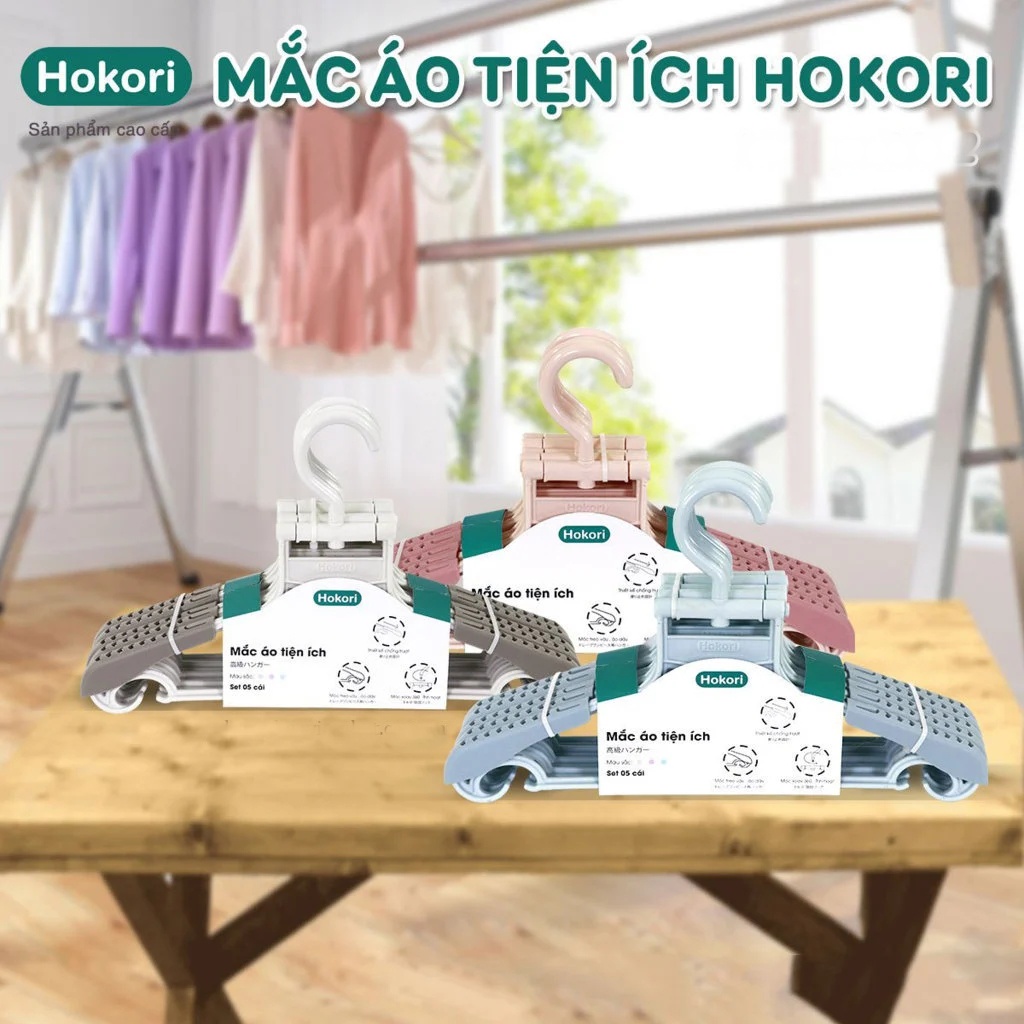 Set 10 móc quần áo cao cấp Hokori 2830, Mắc áo tiện ích 2832 nhựa Việt Nhật