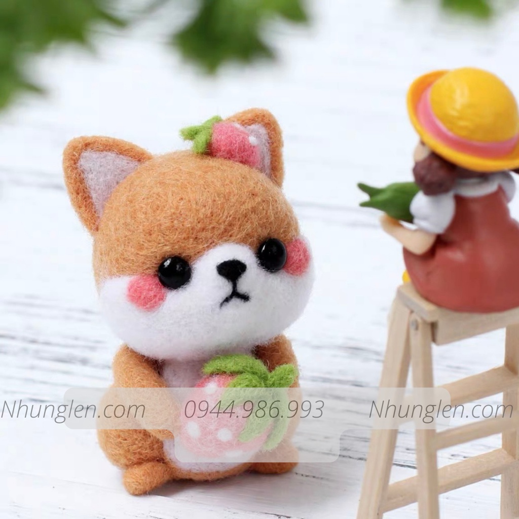 Len chọc có hướng dẫn 5 bé LỚP HỌC SHIBA NEEDLE FELTING SHIBA CLASSES, món quà handmade ý nghĩa