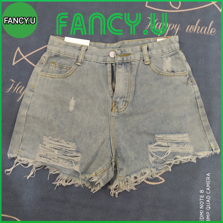 Quần short quần đùi jean nữ cạp cao rách tua rua cá tính thời trang sexy mềm mại co giãn QA-11