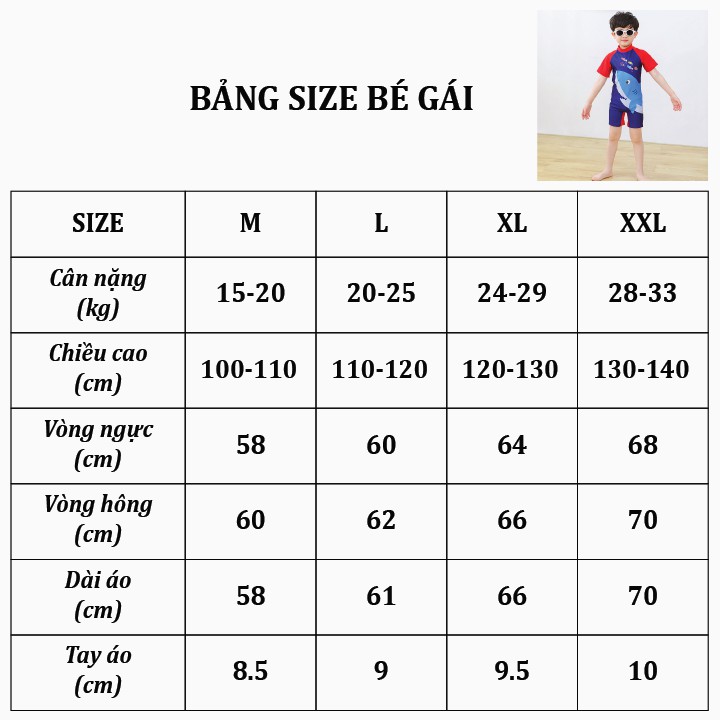 Đồ bơi bé trai liền thân họa tiết cá mập size từ 15kg đến 33kg