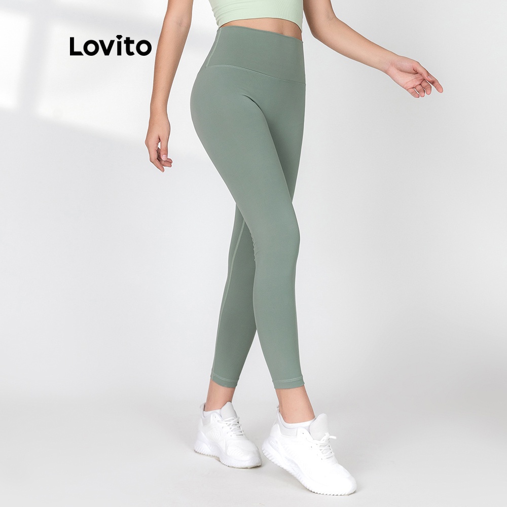 Quần bó sát thể thao Lovito màu trơn thiết kế co giãn nhanh khô L06013 (màu xanh dương/ xanh dương nhạt / xanh lá nhạt)