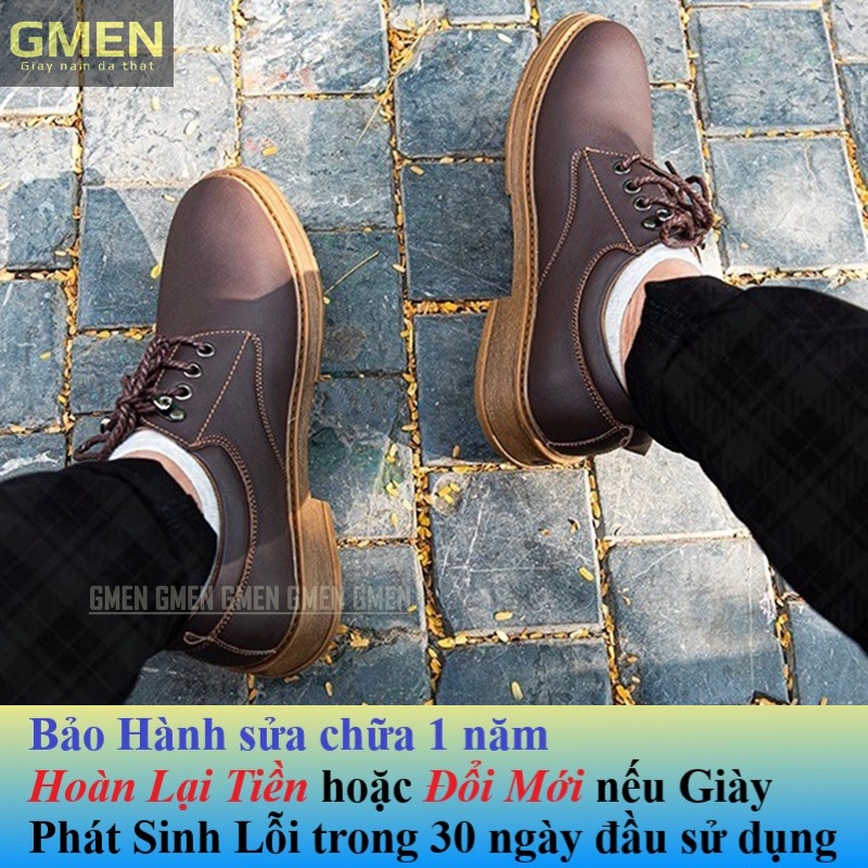 Giày da nam buộc dây cao cấp phong cách trẻ trung bảo hành 1 năm GM555