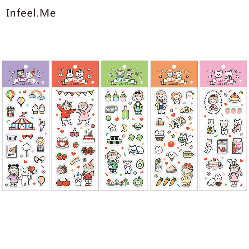 Set 2 tờ nhãn dán Infeel.Me họa tiết hoạt hình dễ thương
