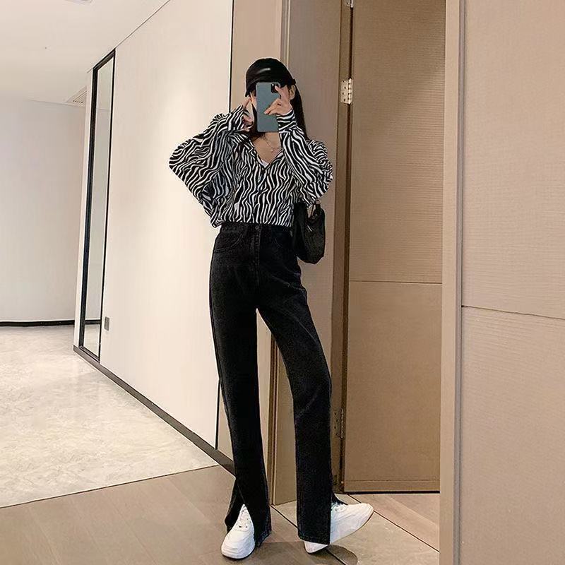 Quần Jeans Lưng Cao Ống Rộng Cổ Điển Thời Trang Cho Nữ