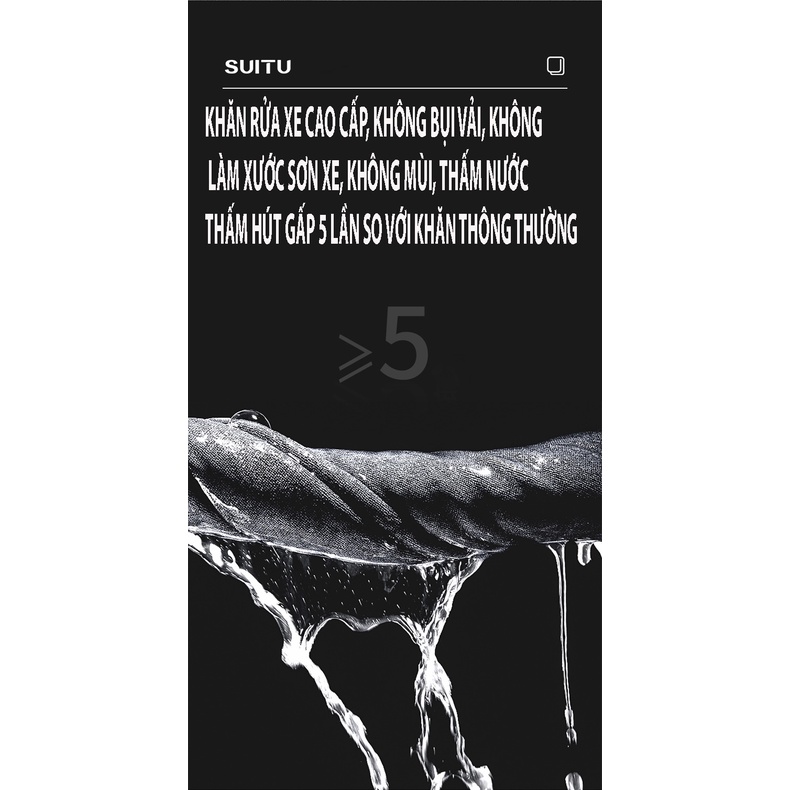 Khăn lau SUITU giẻ lau xe hơi ô tô cao cấp 2 mặt siêu sạch siêu thấm hút không đổ lông rụng lông - Khăn lau nhà cửa chuy