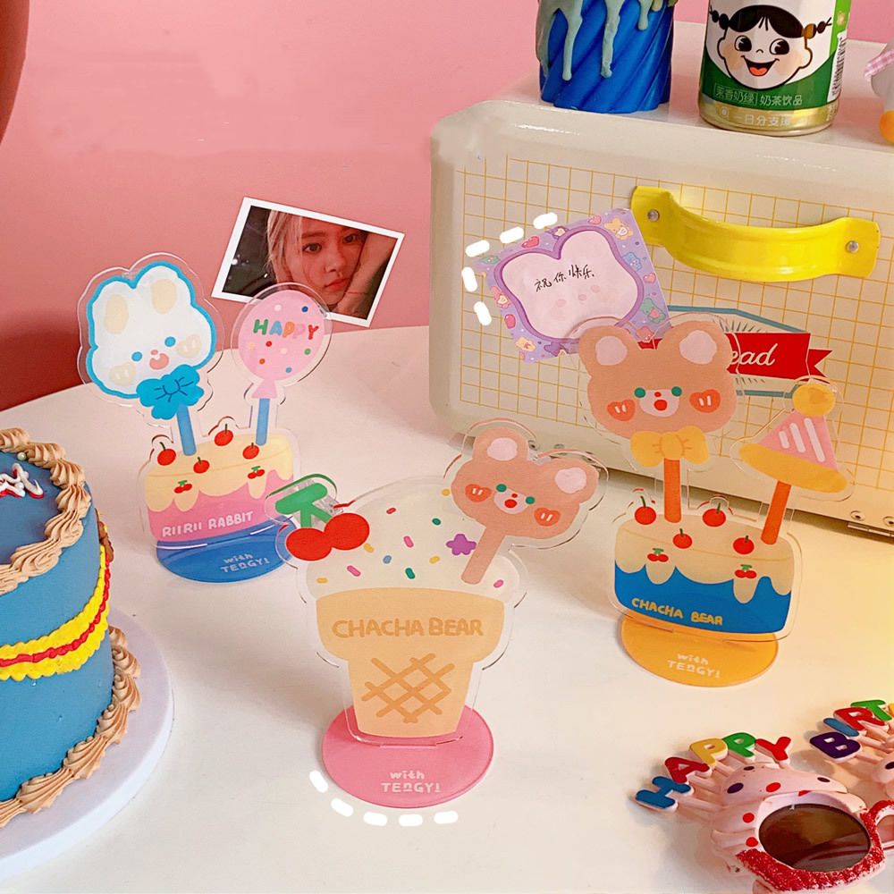 Kẹp Giấy Note Bằng Acrylic Bền In Họa Tiết Hoạt Hình Dễ Thương Đa Năng