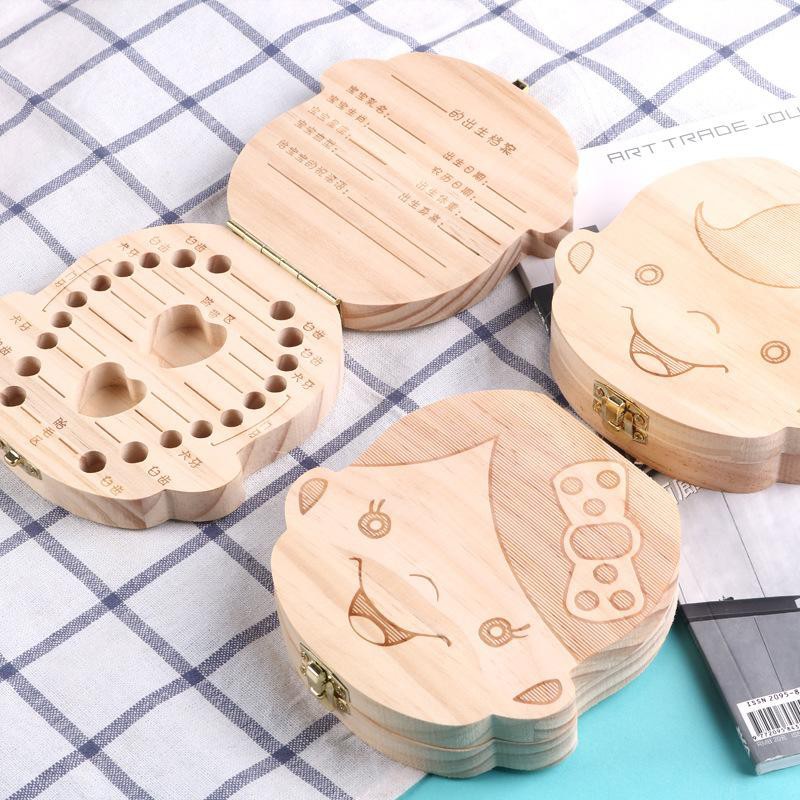 Hộp đựng răng sữa cho bé yêu hình bé trai bé gái Hộp đựng răng sữa xinh xắn bằng gỗ