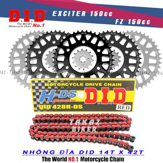 B2 [ 42T Đỏ ] Sên Nhông Đĩa DID Yamaha FZ1 50 - Exciter 150 - Sên Đỏ DID Hàng Rời 14T - 42T - 122L