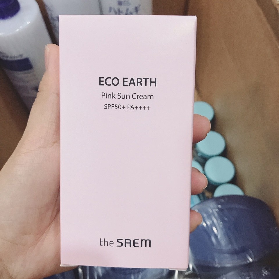 Kem chống nắng The Saem hồng Eco Earth Power Pink Sun Cream mẫu mới Hàn Quốc