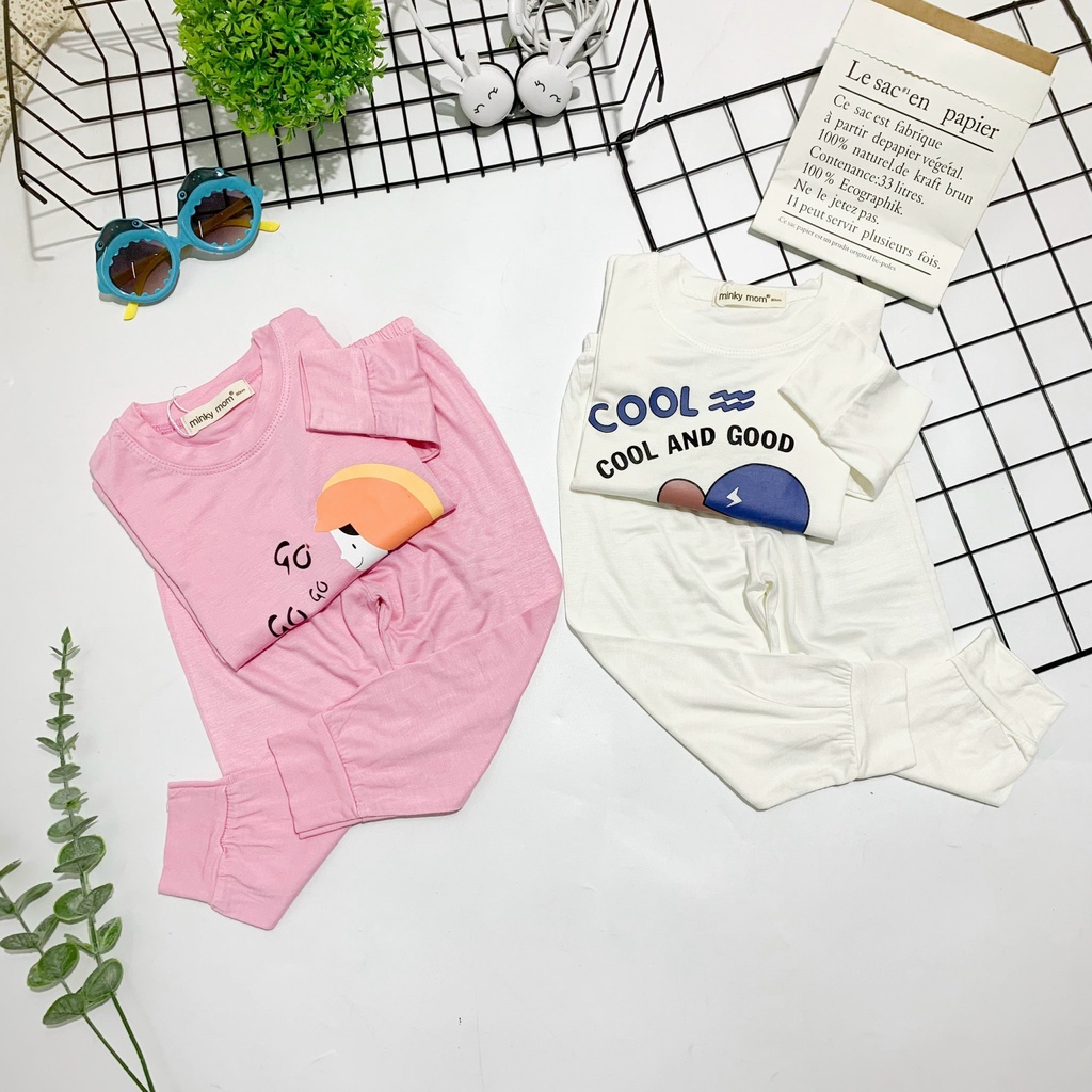[SZ ĐẠI] Bộ Thun Lạnh Dài Tay Cho Bé Trai, Bé Gái Minky Mom Gấu Cool, Đồ Bộ Cho Bé Mặc Nhà Thu Đông MKMTD2234