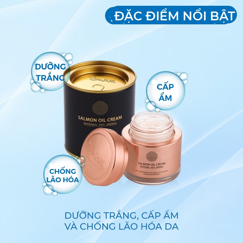 Kem Dưỡng Trắng Da Dưỡng Ẩm Chống Lão Hóa Chiết Xuất Từ Cá Hồi Salmon Oil Cream Hàn Quốc 80g Giúp Da Trắng Sáng Tự Nhiên