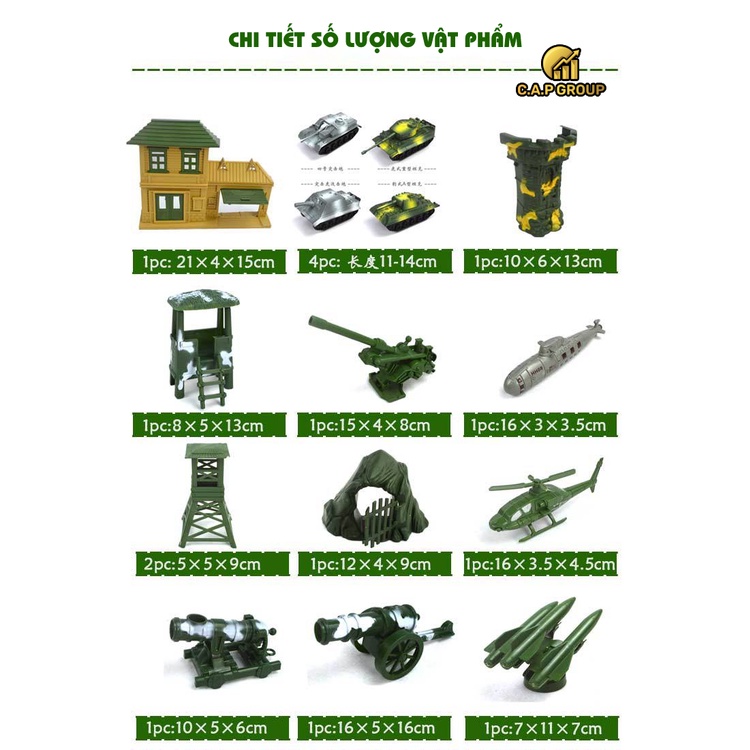 Bộ đồ chơi mô hình lính nhựa Quân đội Chiến tranh thế giới thứ Hai - Set 130 chi tiết - X50i