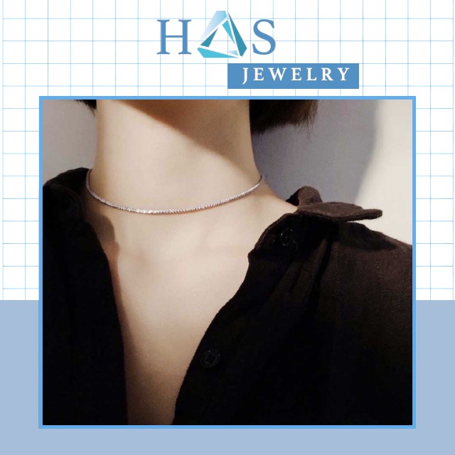 Dây chuyền bạc H.A.S kiểu chocker Sequin - Vòng cổ bạc thời trang