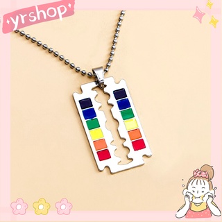 vòng cổ Mặt Hình Lưỡi Lam Cầu Vồng Phong Cách Lgbt