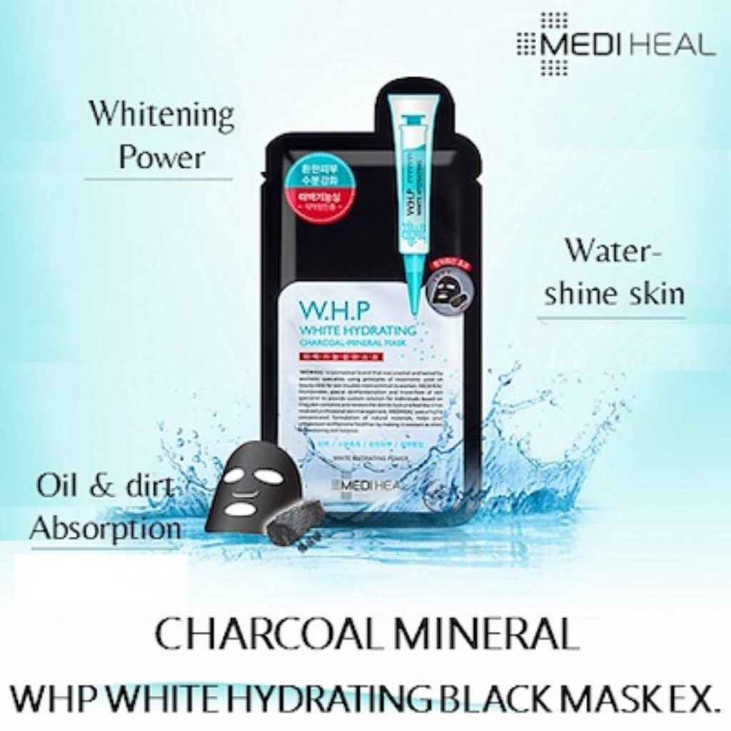 Mặt Nạ Dưỡng Trắng Da Chiết Xuất Than Hoạt Tính Mediheal W.H.P White Hydrating Black Mask 25ml
