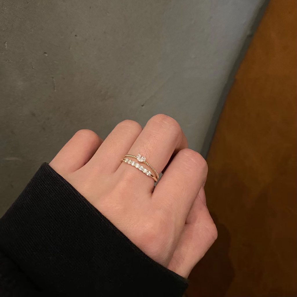 Nhẫn Hở Đính Đá Zircon Hình Trái Tim Dễ Thương Đơn Giản Dành Cho Nữ