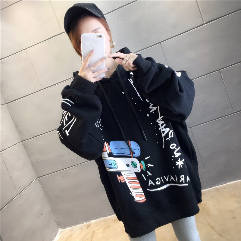 Áo Hoodie Nón Chui Trùm Đầu Nữ Nam Unisex Chất Vải Nỉ Poly Nam Nữ, In Súng Nước WAH019NO