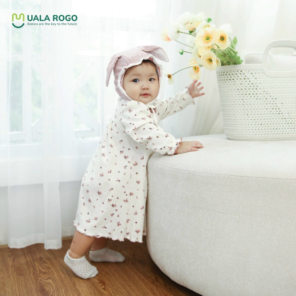 UR 3981. Váy bé gái Ualarogo 6 tháng - 4 tuổi vải modal fabric co giãn thoán mát cổ tròn tay lỡ siêu xinh