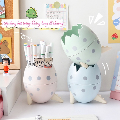 Hộp Đựng Bút Hình Trứng Khủng Long, Ống Cắm Bút , Hộp Đựng Cọ Trang Điểm, Hộp Đựng Đa Năng Dễ Thương Cute