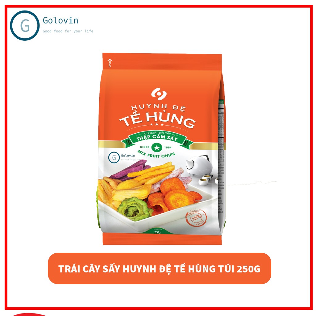 Trái cây sấy khô thập cẩm Huynh Đệ Tề Hùng túi 250g giảm cân, ăn kiêng Golovinshop