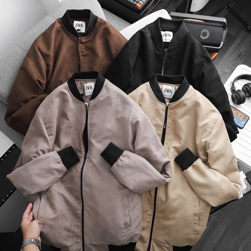Áo khoác nhẹ Bomber da lộn ZR 2 lớp