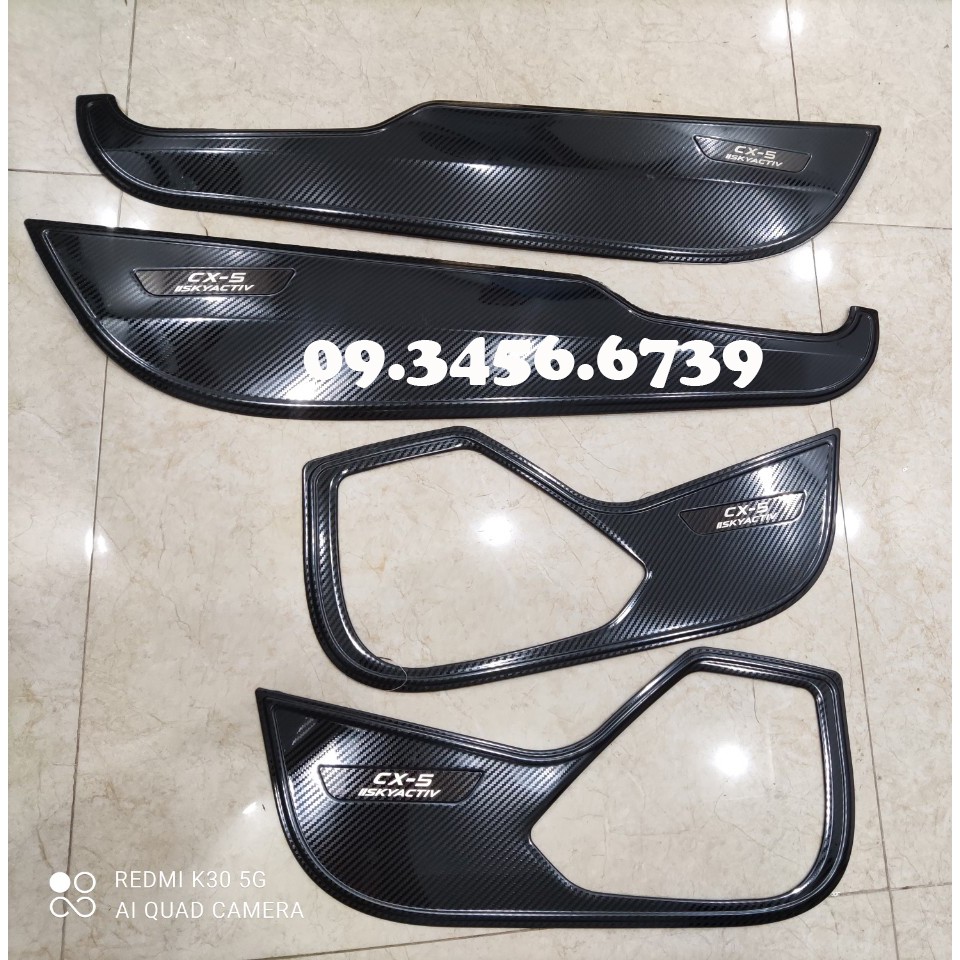 Ốp Tapli cửa xe Mazda CX5 CX-5 2018 2019 2020 2021 2022 mẫu Titan/ Carbon +  tặng thêm keo dính