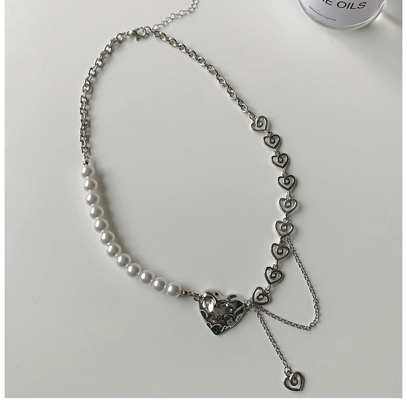 Vòng cổ Mặt Trái Tim Đính Ngọc Trai Nhân Tạo Thời Trang