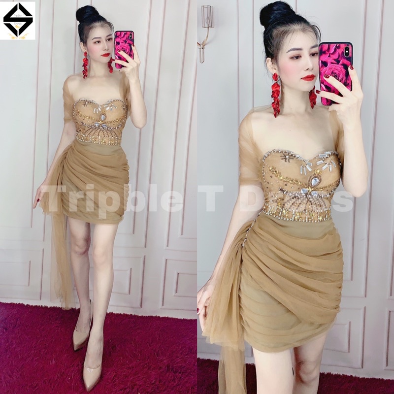 Đầm body dự tiệc lưới kết đá TRIPBLE T DRESS - size M/L - MS83Y