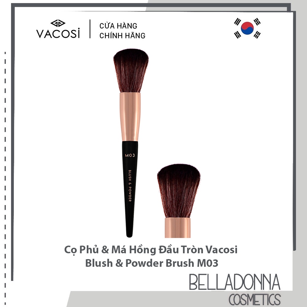 [HÀNG CHÍNH HÃNG] Cọ Phủ &amp; Má Hồng Đầu Tròn Vacosi Blush &amp; Powder Brush M03