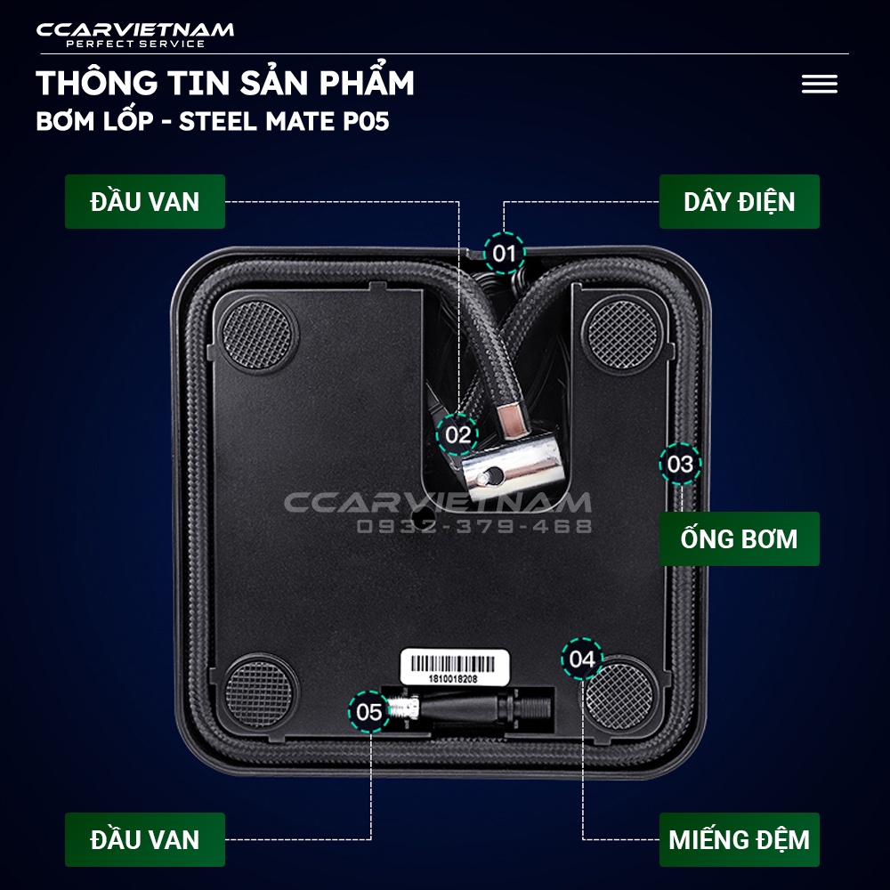 Máy Bơm Lốp Ô Tô Steelmate P05 Cảm Biến Hơi Tự Ngắt - Bơm Lốp Điện Tử Đa Năng Cho Xe Hơi - Ccar Vietnam
