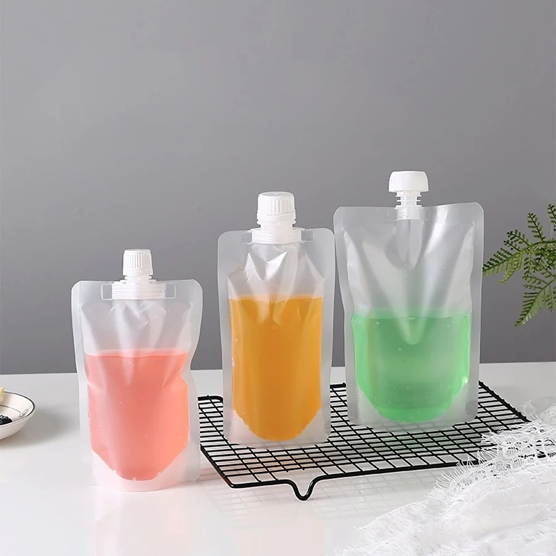 Túi Nhựa Trong Suốt Nhiều Ngăn Đựng Đồ Uống/Cà Phê/Nước Ép Có Giá Đỡ