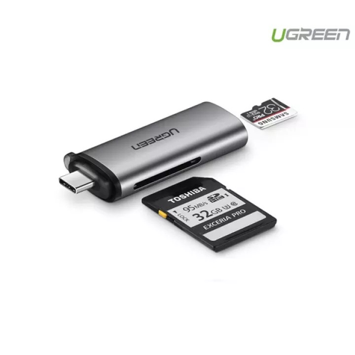 Đầu đọc thẻ USB Type C đọc thẻ SD/TF Ugreen 50704 CM184 Chính Hãng