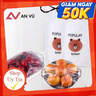 [HÀNG ĐỦ] Set 100 Túi Màng Bọc Thực Phẩm túi gấu PE Có Chun Co Giãn Tái Sử Dụng Nhiều Lần
