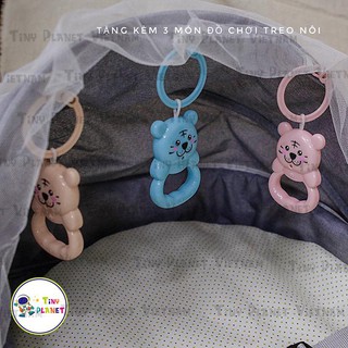 Nôi cũi di động gấp gọn cho bé (kèm màn & thú treo)