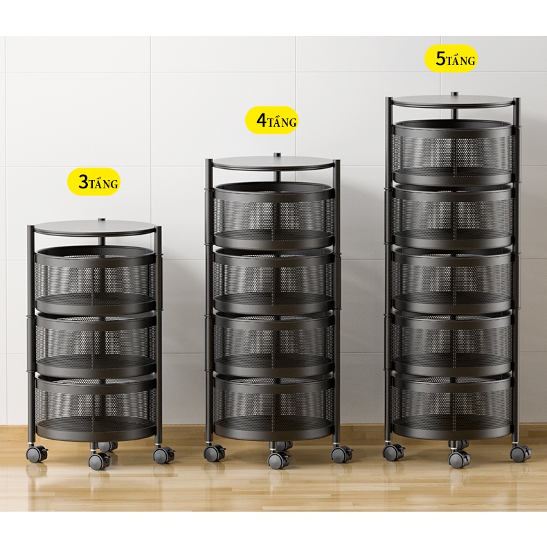 Kệ Xoay Thông Minh 360 Độ, Có Bánh xe di chuyển tiện ích, Chị tải 150Kg, Thép Không Gỉ, Sơn Tĩnh Điện MKS031
