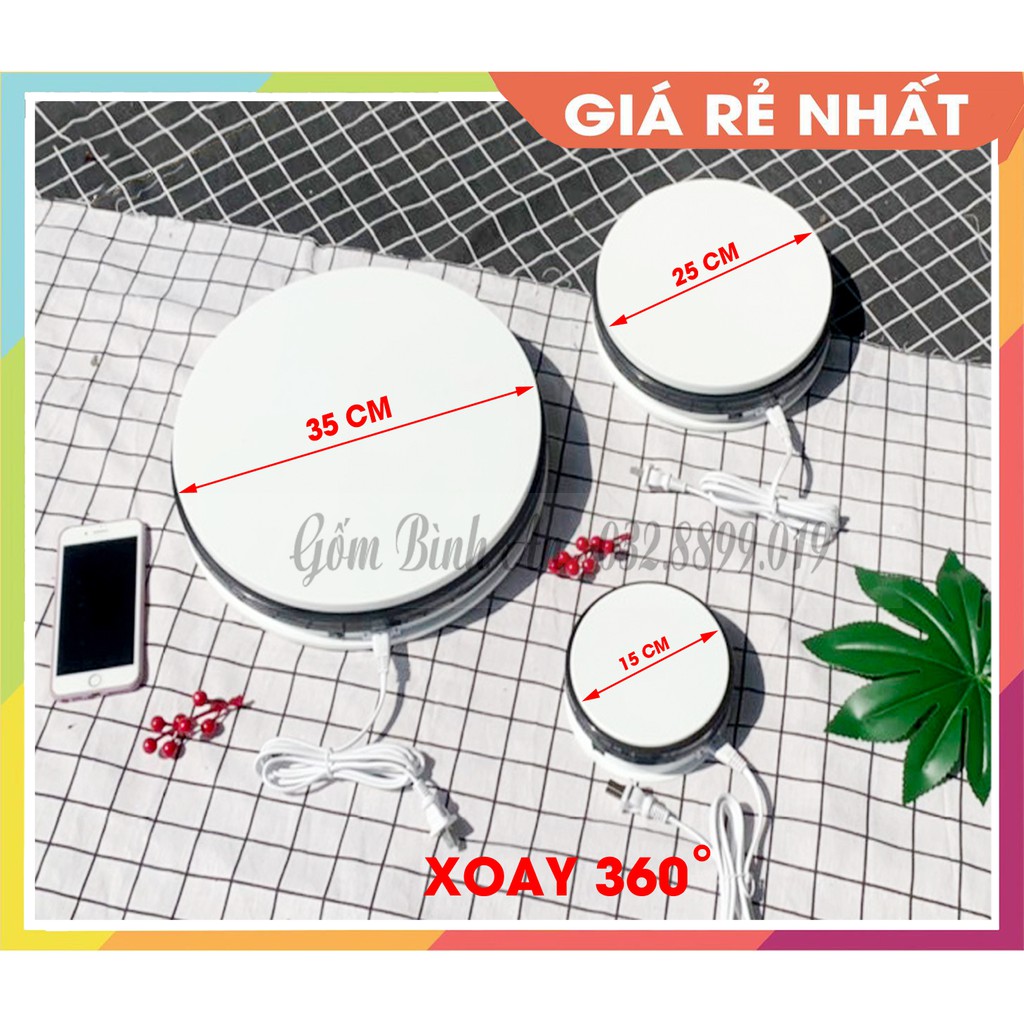 HÀNG LOẠI 1 - BÀN XOAY ĐIỆN 3 CỠ ( 15 CM - 25 CM - 35 CM) chụp ảnh và quay video trưng bày sản phẩm NA250