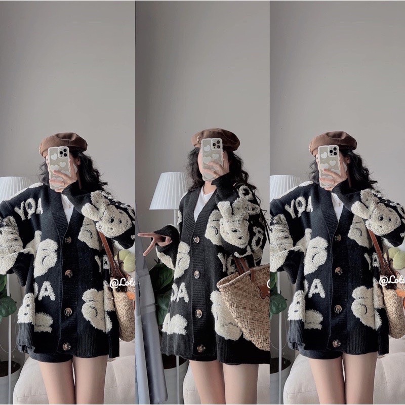 Áo khoác len cardigan Bông thỏ Hàng Quảng Châu loại 1