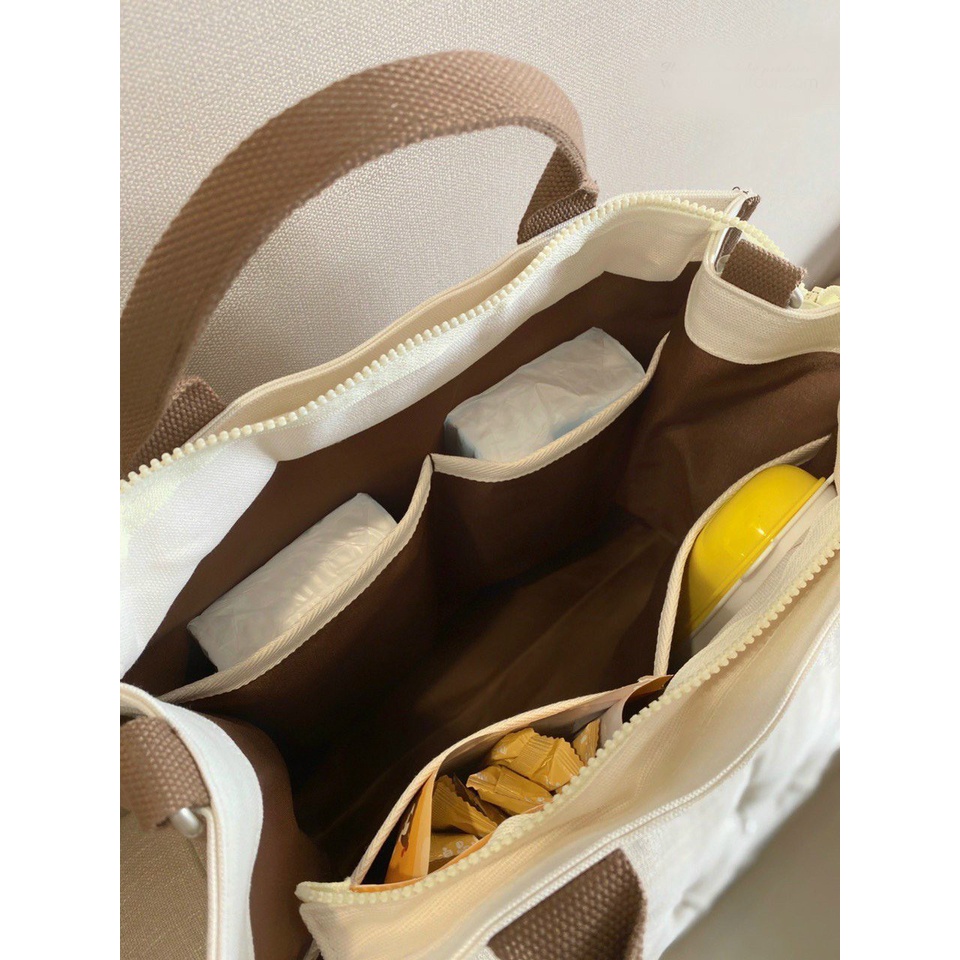 (Hàng loại 1) Túi Vải đeo Vegie bag/ Túi Xách Bỉm Sữa Enbaby Cho Mẹ Và Bé Đa Năng Nhiều Ngăn Phong Cách Hàn Quốc