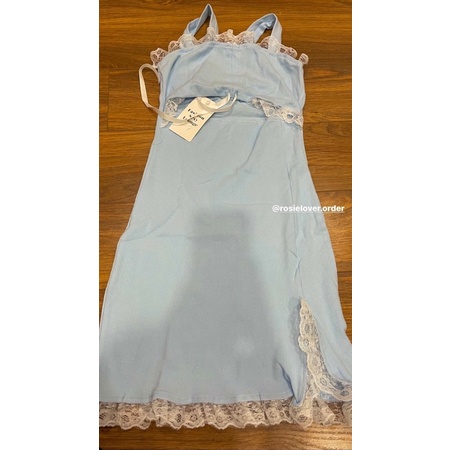 Đầm hai dây kiểu ngắn nữ phối ren thun gân cut out khoét eo xẻ tà ôm sát body trơn - Order taobao quảng châu