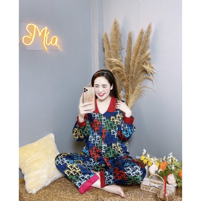 Tiệm nhà Mia - Bộ ngủ pyjama chất lụa latin mịn 2 mặt