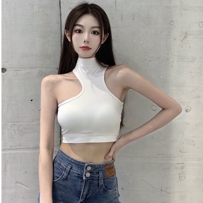 Áo croptop nữ kiểu ôm body, áo croptop khoét vai sexy CROP05