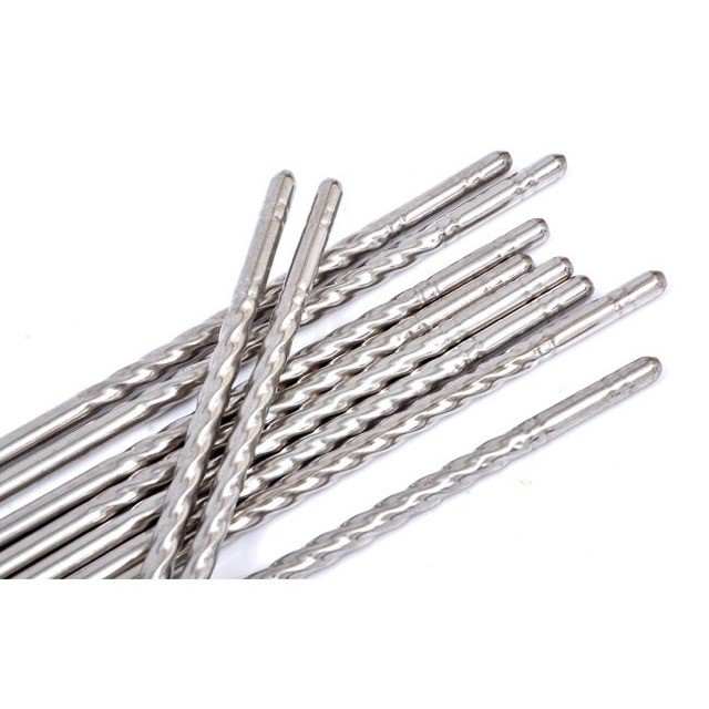 Bộ 5 Đôi Đũa Inox 304 Xoắn Đầu Phong Cách Hàn Quốc, Đũa Inox Xoắn Chống Trơn Trượt