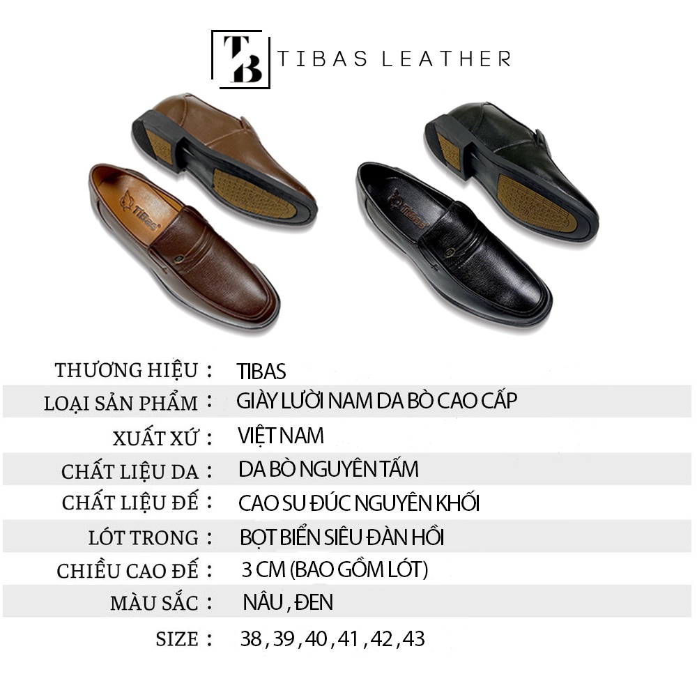 Giày Da Trung Niên Nam Da Bò Nguyên Tấm TIBAS, Giày Da Nam Cao Cấp Có Hộp Làm Quà Tặng Size 38-44. 8910