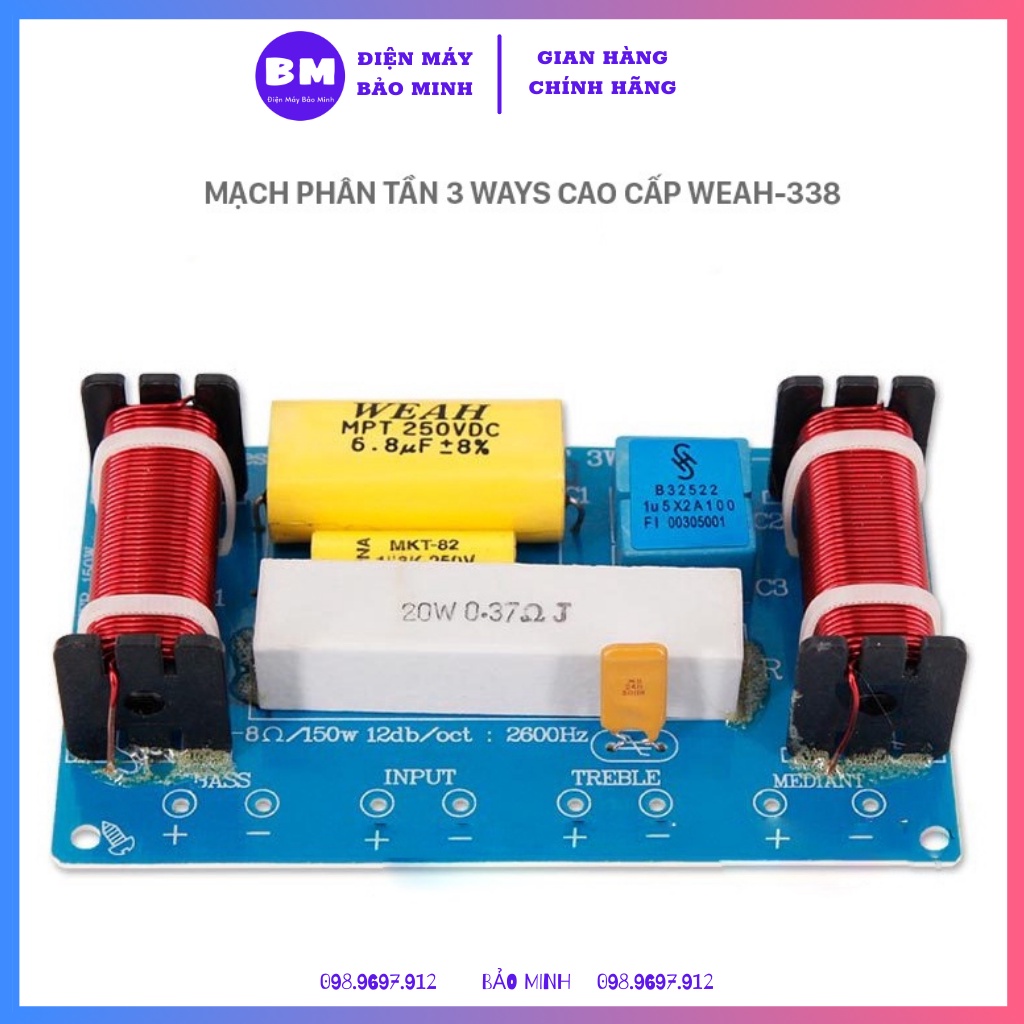 Phân tần 3 đường tiếng WEAH-338 dùng cho 1 Bass 1 Mid 1 Treble nhập khẩu cao cấp
