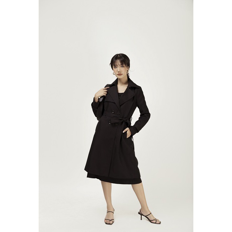 Áo khoác nữ KO-ISAN trench coat dáng dài màu đen 360350