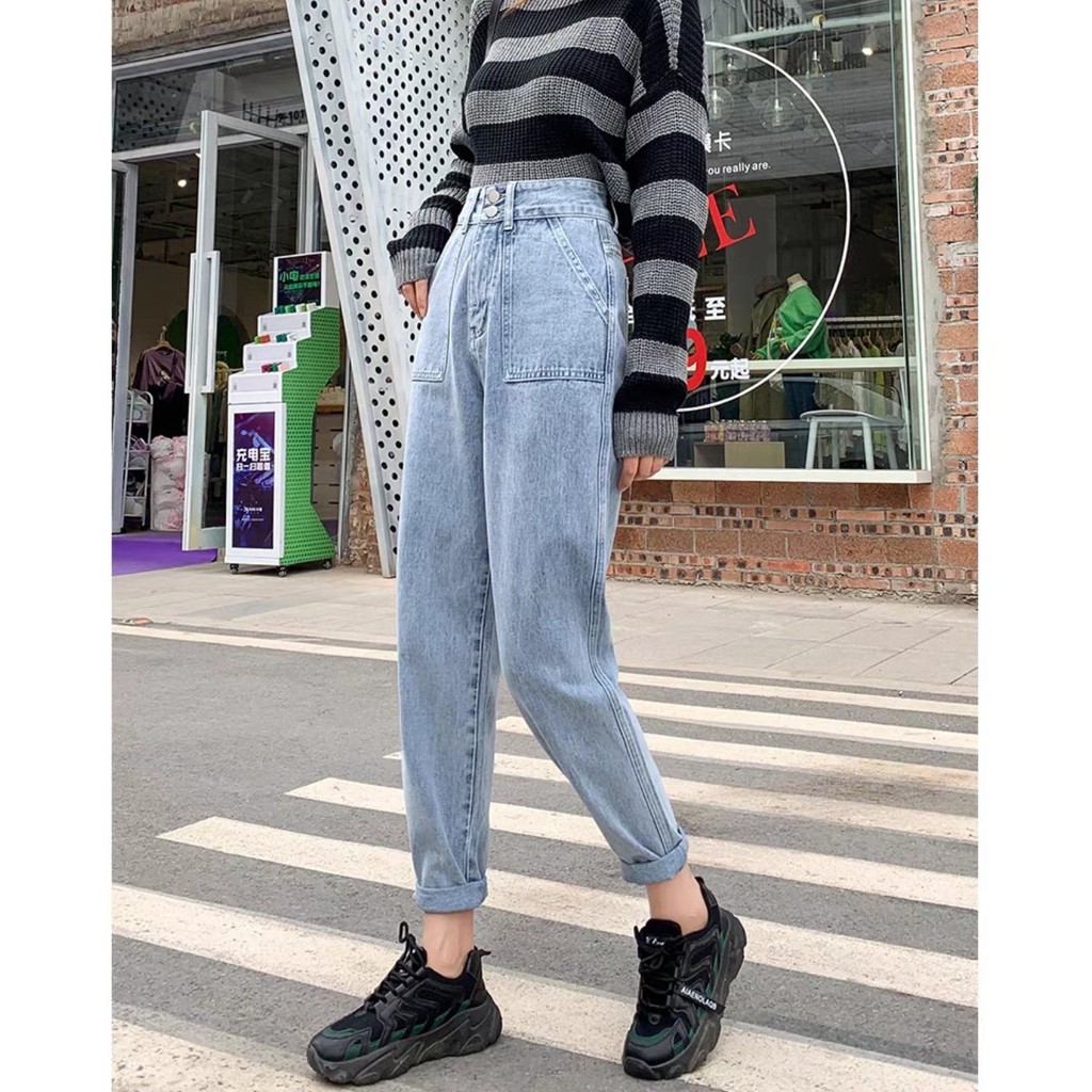 Quần bò baggy nữ quần jean baggy nữ quần jeans nữ lưng cao cạp cao quần nữ đẹp 3 size S M L hot năm 2021 QT20